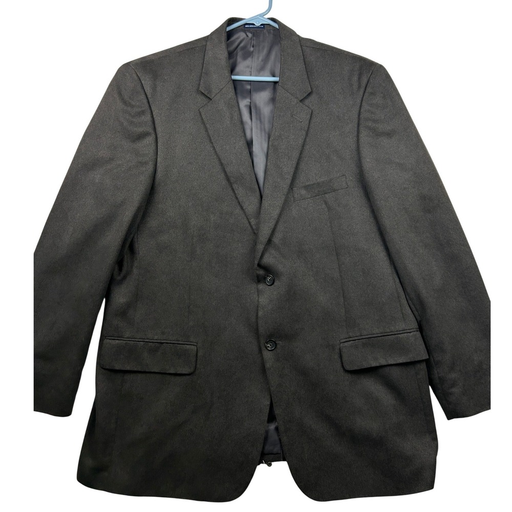 Stafford Essentials Blazer 46L Charcoal Gray 2 Button Sport Coat Mens